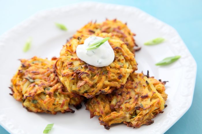 sweet potato and spice latkes