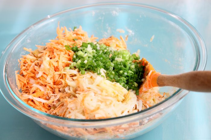 sweet potato and spice latkes