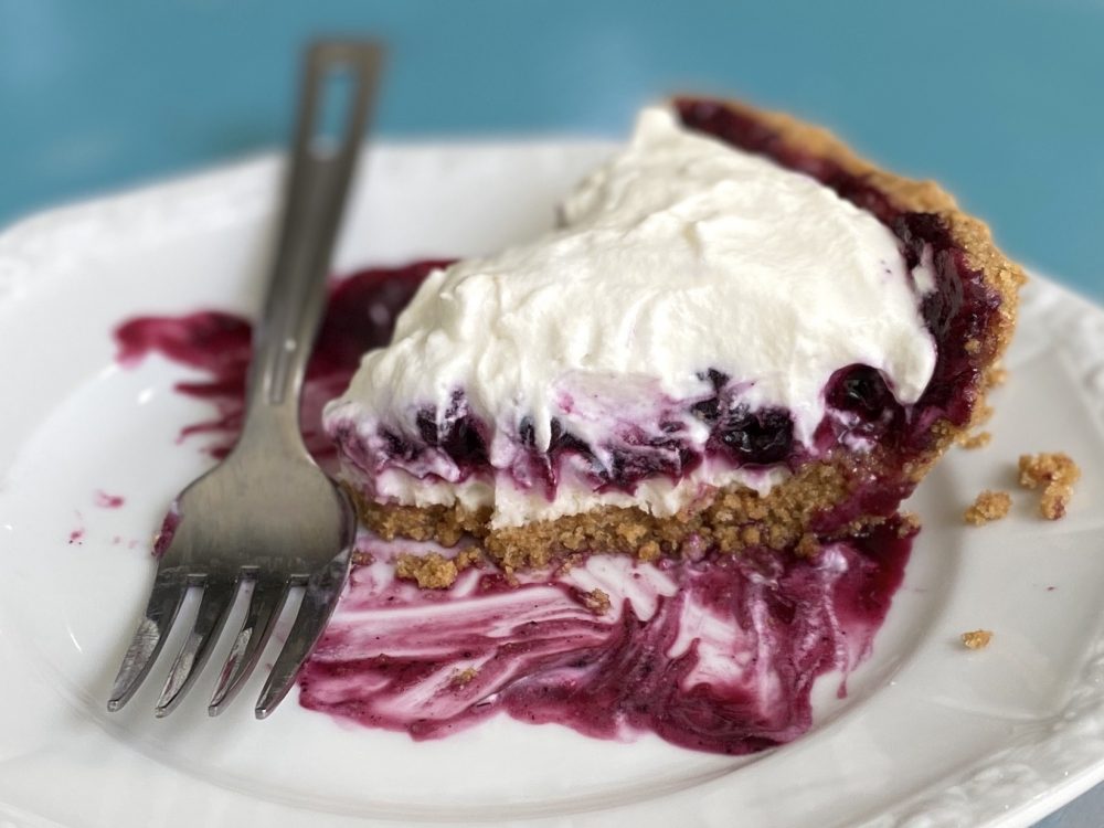 Blueberry Cardamom Cream Pie plated