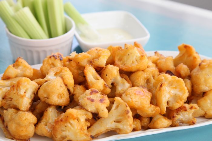 Baked Battered Buffalo Cauliflower