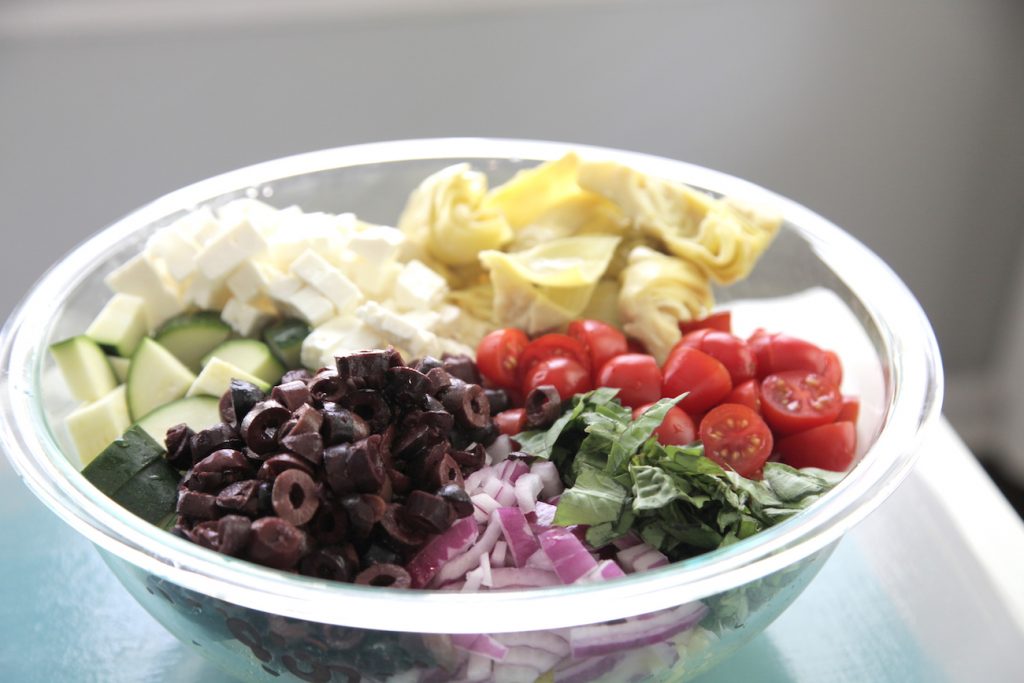 Gluten Free Veggie Feta Pasta Salad