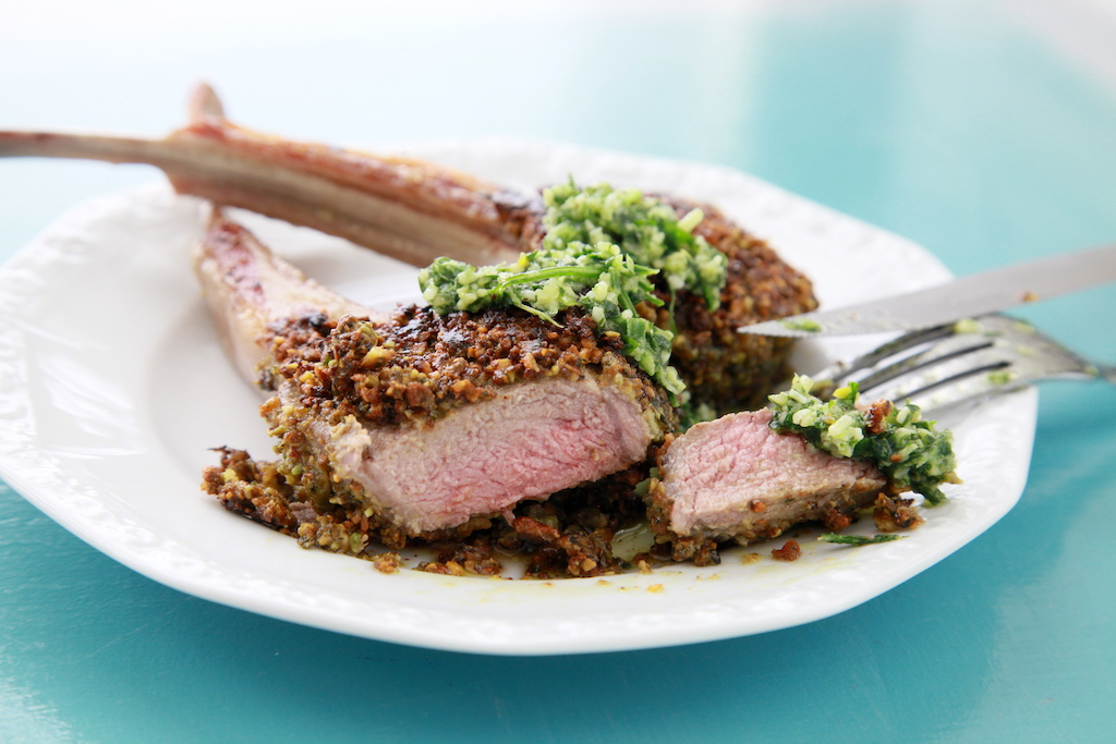 Pistachio and Pesto Lamb Chops