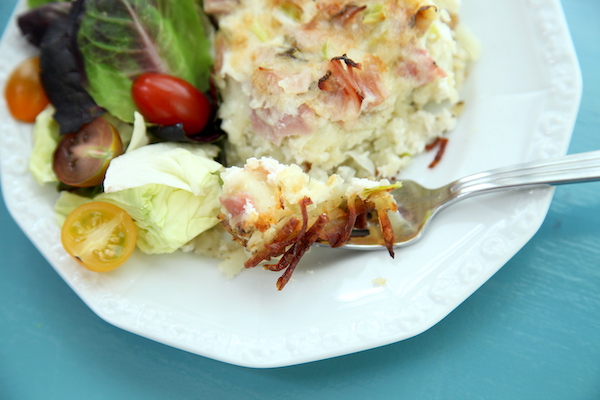 Ham & Cheese Quiche with Hash Brown Crust