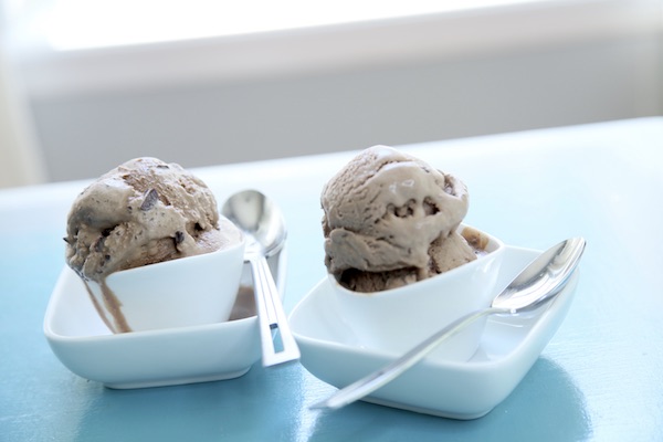 Churned & unchurned Mocha Caramel Chip Ice Cream